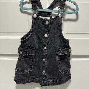 Kids Black Denim Overall dress